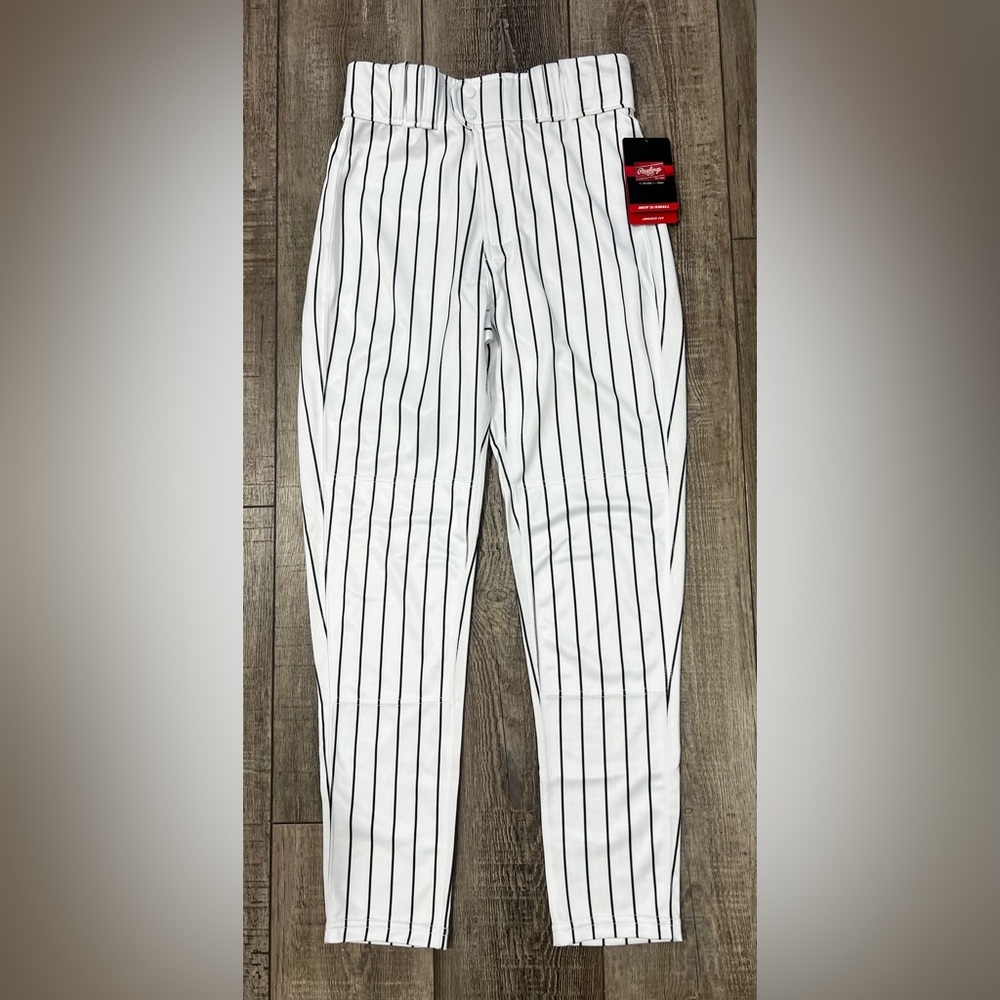 Rawlings Men's Jogger Fit White/Black Pinstripe Baseball Pants Size Small